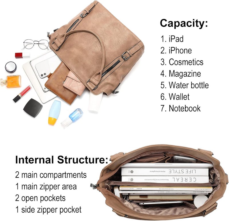 CLUCI Purses for Women, Large Hobo Bags, Multiple Pockets Tote Handbags, Water Repellent Shoulder Bag with Adjustable Strap - Image 4