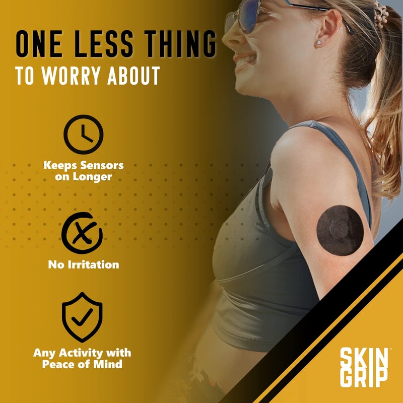 Skin Grip MAX Freestyle Libre 2 Sensor Covers Waterproof, Non-Fraying, Extreme CGM Tape, Continuous Glucose Monitor Patch, Libra Sensors Protection Covers, 10-Pack, Black - Image 3