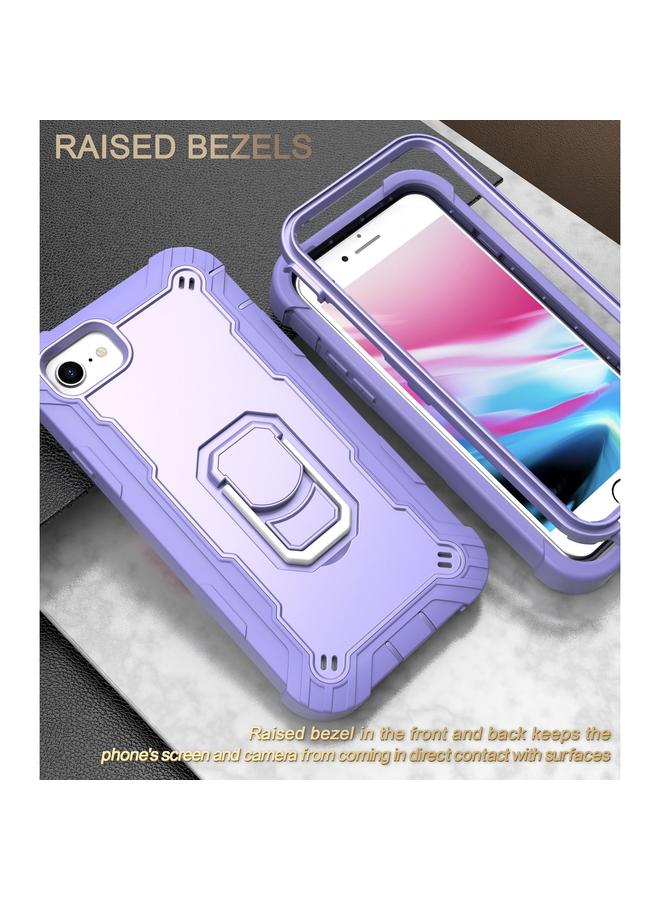 S-TOP Case For iPhone SE 2022 / SE 2020 / 8 / 7 PC + Rubber 3-layers Shockproof Protective Case with Rotating Holder - Image 2