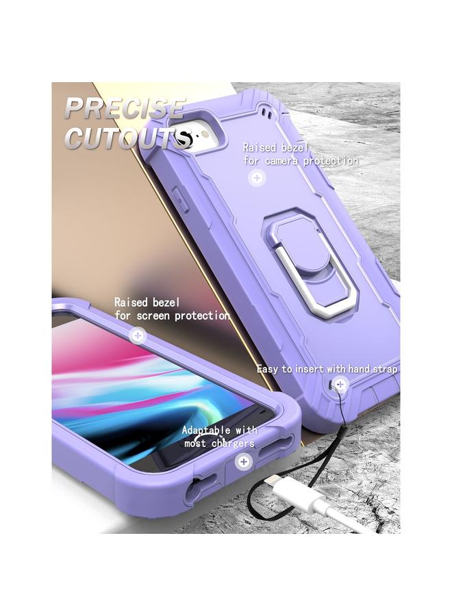 S-TOP Case For iPhone SE 2022 / SE 2020 / 8 / 7 PC + Rubber 3-layers Shockproof Protective Case with Rotating Holder - Image 4