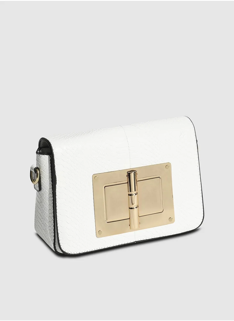 Haute Sauce Hinge Flap Sling Bag - White