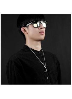 MARIO DRAFTS Stainless Steel Microphone Hand Pendant Necklace, Music Theme Chain for Men, Silver  - Image 3