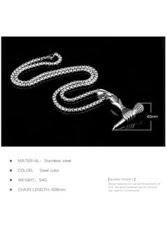 MARIO DRAFTS Stainless Steel Microphone Hand Pendant Necklace, Music Theme Chain for Men, Silver  - Image 4