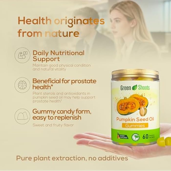 Greenshoots Pumpkin Seed Oil Gummies for Adults, with Zinc & Vitamin E, Pectin-Based Chewable Supplement, Natural Flavor, 60 Gummies - Image 5