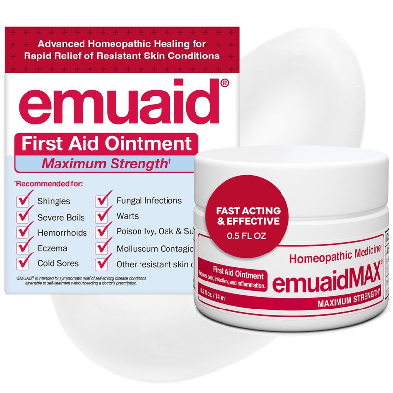 Emuaid مرهم EMUAIDMAX لعلاج الحكة الجلدية، علاج قوي لقدم الرياضي، الصدفية، حكة الفخذ، الطفح الجلدي، الإكزيما، قروح البرد، الفقاعات، وعدوى الخميرة، 0.5 أونصة - Image 1