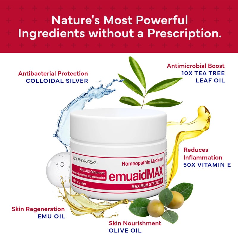 Emuaid مرهم EMUAIDMAX لعلاج الحكة الجلدية، علاج قوي لقدم الرياضي، الصدفية، حكة الفخذ، الطفح الجلدي، الإكزيما، قروح البرد، الفقاعات، وعدوى الخميرة، 0.5 أونصة - Image 3