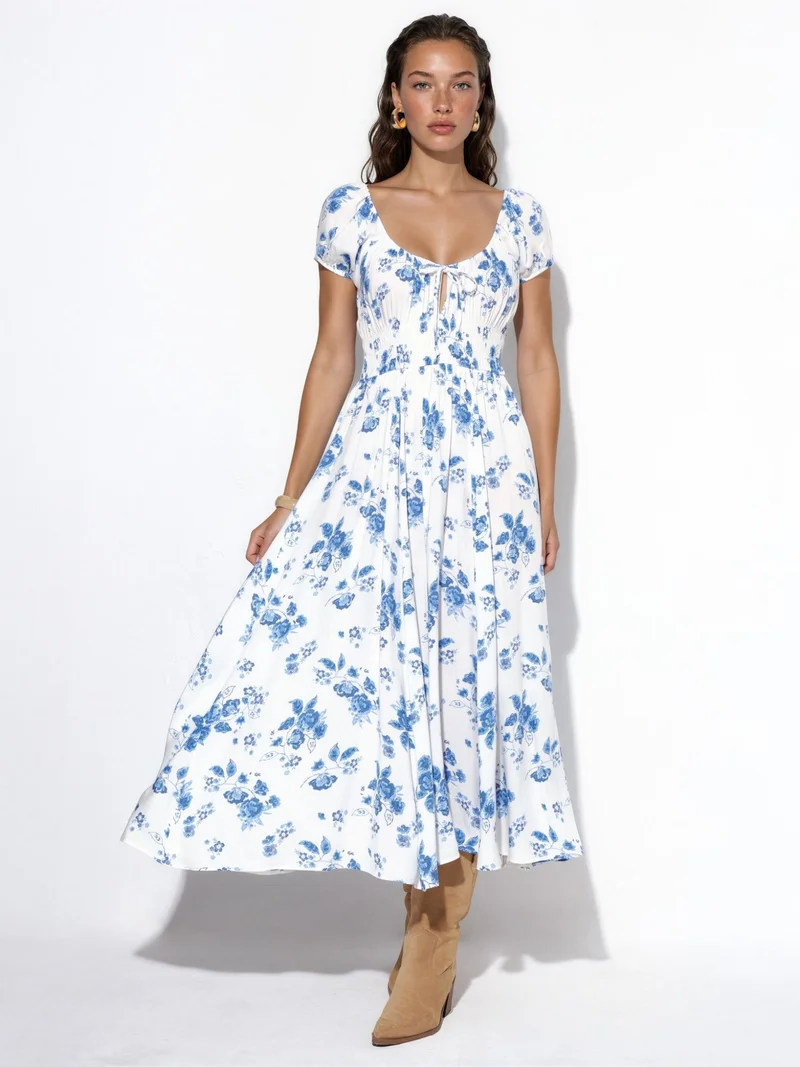 بوسيم BUSEM Floral Viscose Maxi Dress