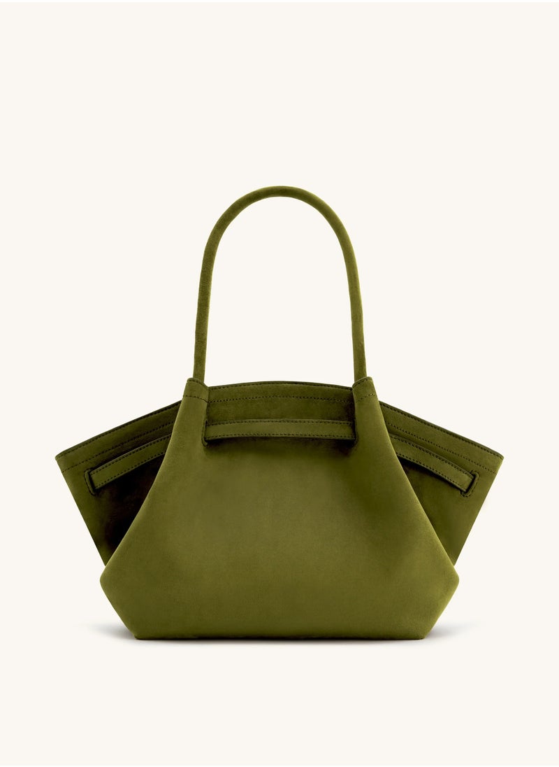 JW - PEI Hana Medium Faux Suede Tote Dark Olive - Image 1