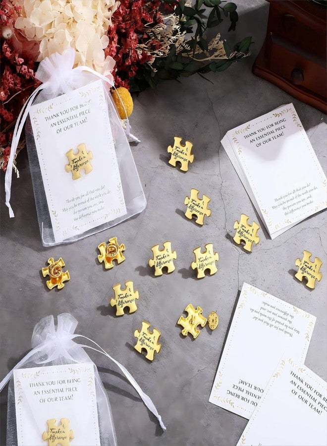 Solsew 25 Sets Cna Week Gifts Bulk Puzzle Piece Lapel Pin Thank You Card Organza Bag Nursing Assistant Week Appreciation Gift Recognition Team Gift Pin Ceremony Teacher Employee Coworker (Difference) - Image 4