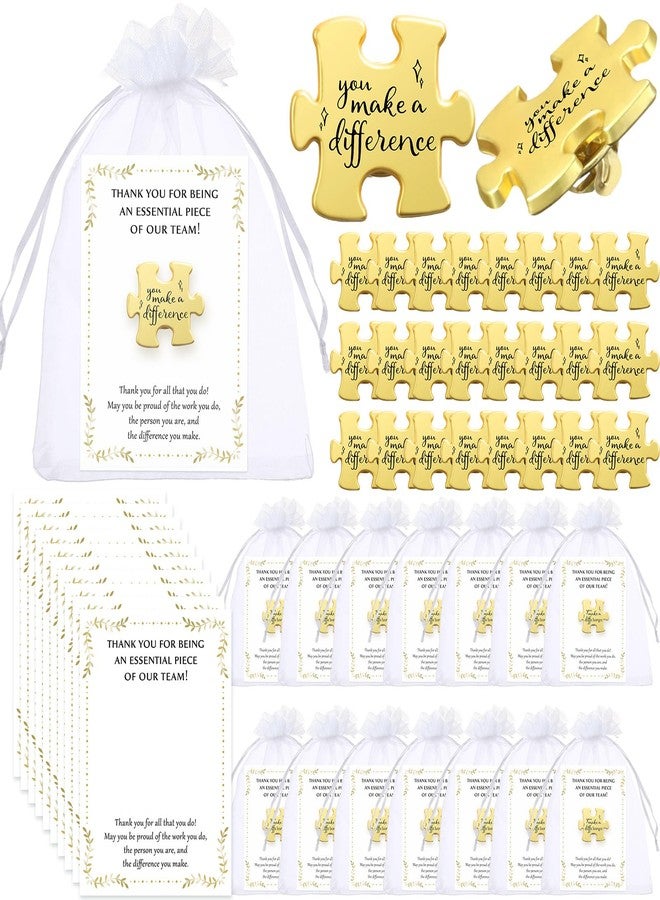 Solsew 25 Sets Cna Week Gifts Bulk Puzzle Piece Lapel Pin Thank You Card Organza Bag Nursing Assistant Week Appreciation Gift Recognition Team Gift Pin Ceremony Teacher Employee Coworker (Difference) - Image 1