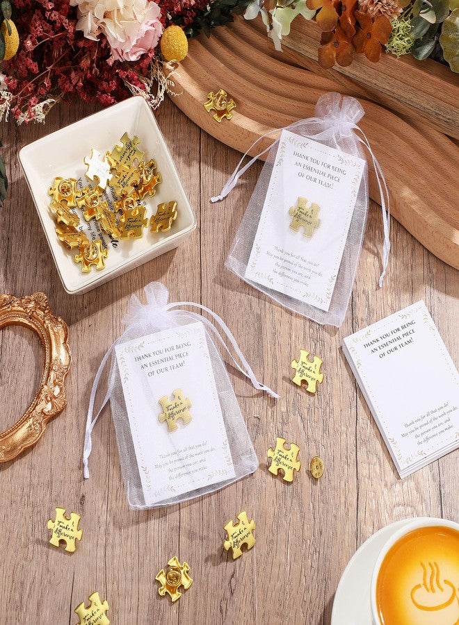 Solsew 25 Sets Cna Week Gifts Bulk Puzzle Piece Lapel Pin Thank You Card Organza Bag Nursing Assistant Week Appreciation Gift Recognition Team Gift Pin Ceremony Teacher Employee Coworker (Difference) - Image 5