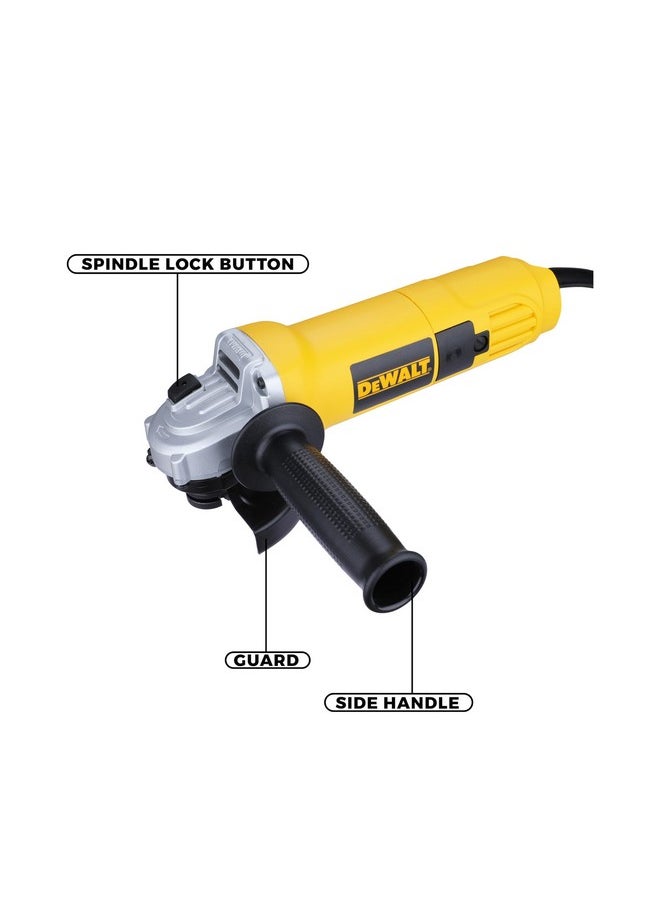 DEWALT - DEWALT DW803, 1000W, 4'' (100mm) Heavy Duty Angle Grinder Engineered For Heavy Duty Applications with Spindle Lock and Toggle switch, 2 Year Warranty (SIDE HANDLE INCLUDED) - Image 1