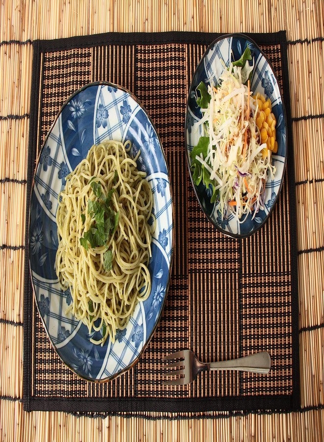 Minoribo Mino Ware Japanese Ceramics 2 Pasta Plate & 2 Salad/Appetizer Plate Made in Japan (Japan Import) TNG002 (Spiral Flowers) - Image 5
