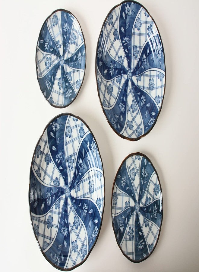 Minoribo Mino Ware Japanese Ceramics 2 Pasta Plate & 2 Salad/Appetizer Plate Made in Japan (Japan Import) TNG002 (Spiral Flowers) - Image 2
