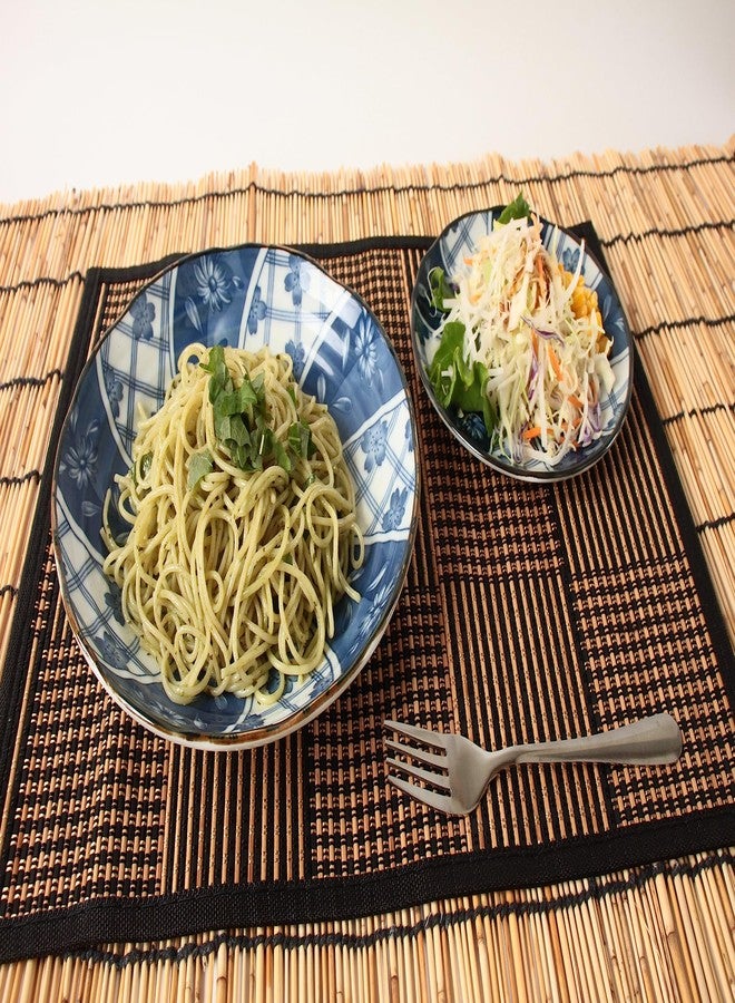 Minoribo Mino Ware Japanese Ceramics 2 Pasta Plate & 2 Salad/Appetizer Plate Made in Japan (Japan Import) TNG002 (Spiral Flowers) - Image 4