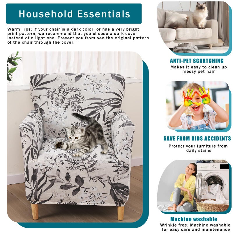 NILUOH Chair Covers Armchair Stretch Chair Slipcovers with Arms Printed Accent Chair Covers for Living Room Soft Nonslip Armchair Slipcovers Protector for Dogs Pets Home Decor - Image 3
