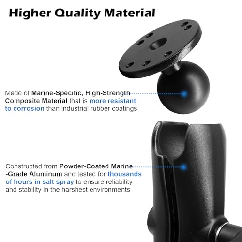 WINDFRD Aluminum 1.5" Double Ball Mount with Two AMPS Round Plates, Tablet, Fish Finder Mount, Double Socket Arm with 1.5 inches / 38mm / C Size Ball, Compatible with RAM, Arkon, iBolt and More - Image 2