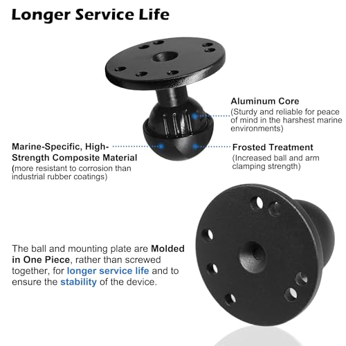WINDFRD Aluminum 1.5" Double Ball Mount with Two AMPS Round Plates, Tablet, Fish Finder Mount, Double Socket Arm with 1.5 inches / 38mm / C Size Ball, Compatible with RAM, Arkon, iBolt and More - Image 3