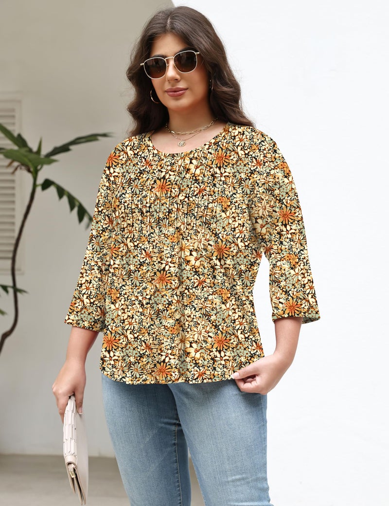 TFSDOD Womens Tops Spring Outfit Womens Tunic Tops Floral Blouses for Women Trendy Plus Size Boho T Shirts for Women - Image 3
