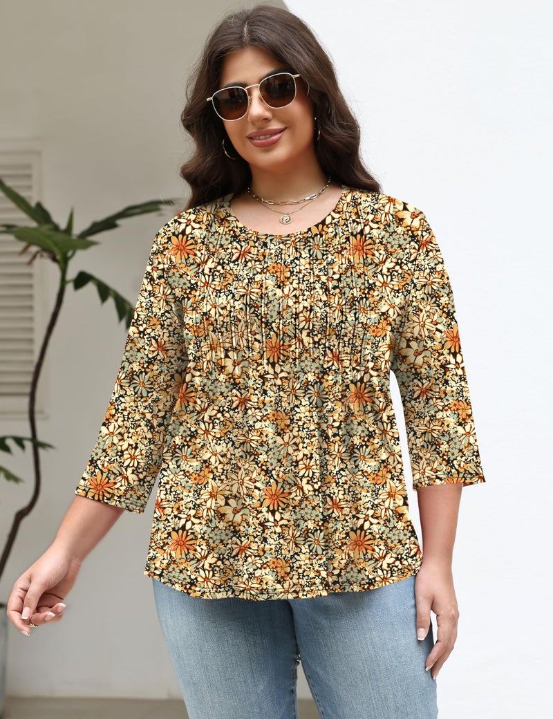TFSDOD Womens Tops Spring Outfit Womens Tunic Tops Floral Blouses for Women Trendy Plus Size Boho T Shirts for Women - Image 2