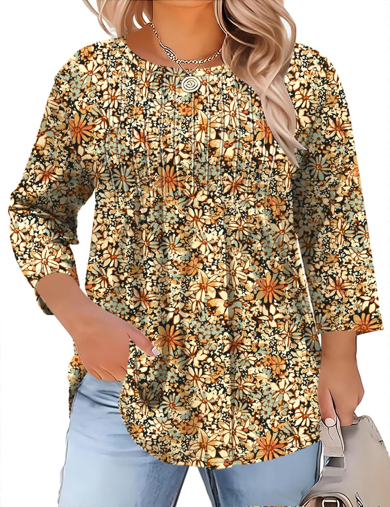 TFSDOD Womens Tops Spring Outfit Womens Tunic Tops Floral Blouses for Women Trendy Plus Size Boho T Shirts for Women - Image 1