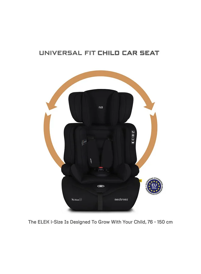 neobreez I-ELEK Universal Baby/Kids/Child/Toddler Safety 3-In-1 Car Seat, I-Size, ECER129, High Back Booster Car Seat,  Adjustable Headrest,  3-Point Safety Belt, 5 Point Harness, 9-36 Kg, 15m-12Yrs, Group 1/2/3