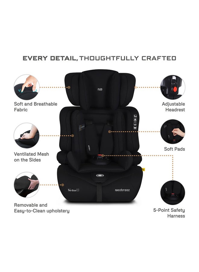 neobreez I-Elek 3 In 1 Universal Children‘S I-Size Toddler Car Seat, Ece R129, Group 1/2/3, High Back Booster Seat, Adjustable Headrest, 3-Point Safety Belt, 5 Point Harness  (9-36 Kg, 76-150 Cm, 15M To 12Yrs)  - Image 5
