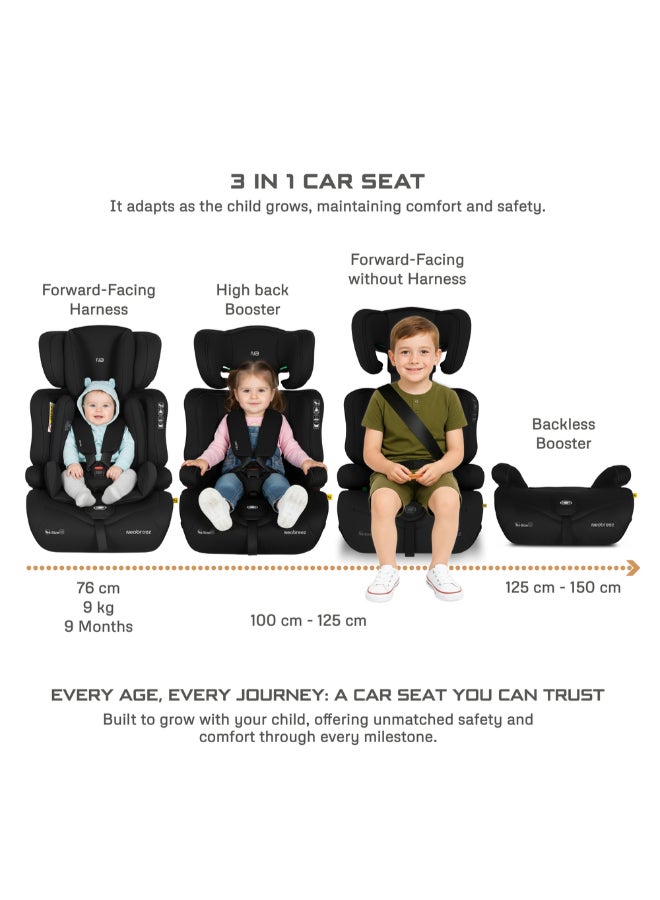 neobreez I-Elek 3 In 1 Universal Children‘S I-Size Toddler Car Seat,Ece R129,Group 1/2/3,High Back Booster Seat,Adjustable Headrest,3-Point Safety Belt,5 Point Harness(9-36 Kg,76-150 Cm,9M To 12Yrs) - Image 2