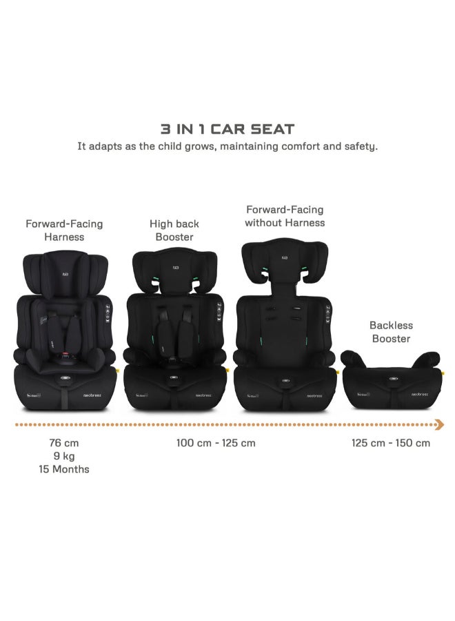 neobreez I-Elek 3 In 1 Universal Children‘S I-Size Toddler Car Seat,Ece R129,Group 1/2/3,High Back Booster Seat,Adjustable Headrest,3-Point Safety Belt,5 Point Harness(9-36 Kg,76-150 Cm,9M To 12Yrs) - Image 4