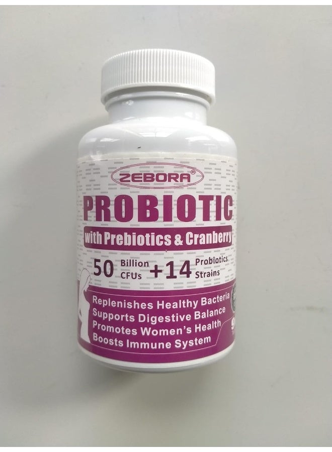 ZEBORA Probiotics for Women 50 Billion CFU, 14 Strains, Supports Digestive, Immune and Women's Health, Prebiotic Fiber Shelf Stable, Gluten & Soy Free 90 Tablets - Image 2