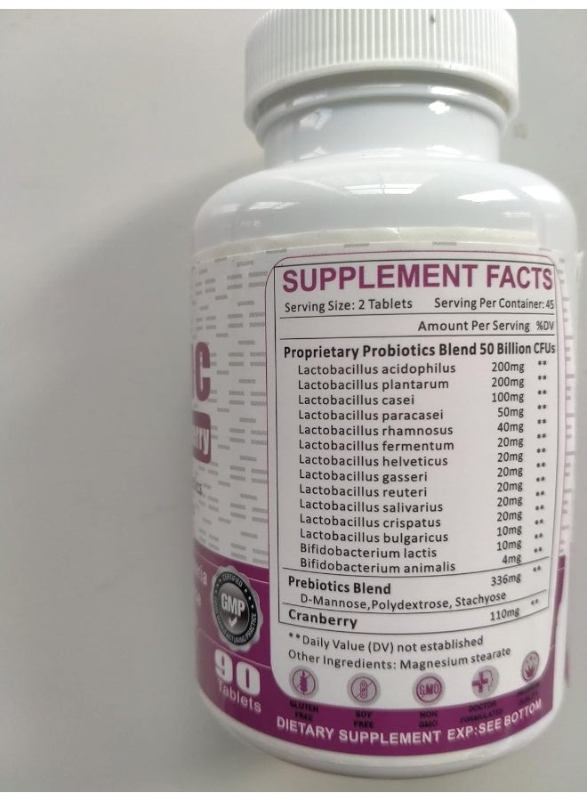 ZEBORA Probiotics for Women 50 Billion CFU, 14 Strains, Supports Digestive, Immune and Women's Health, Prebiotic Fiber Shelf Stable, Gluten & Soy Free 90 Tablets - Image 4