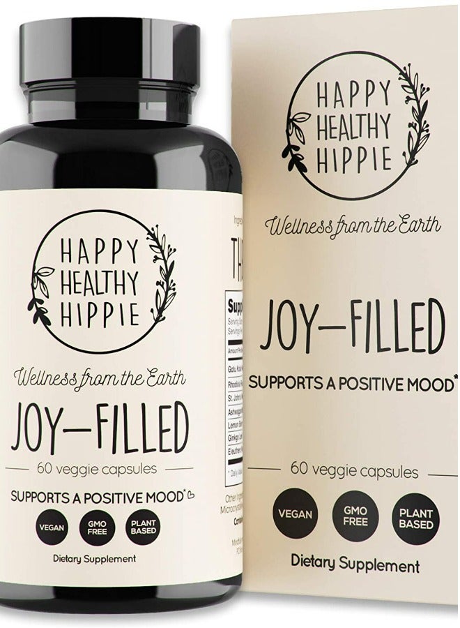 HAPPY HEALTHY HIPPIE يساعد Joyfilled على استرخاء العقل والجسم ويعزز الحالة المزاجية ويخفف التوتر والقلق 60 كبسولة نباتية
