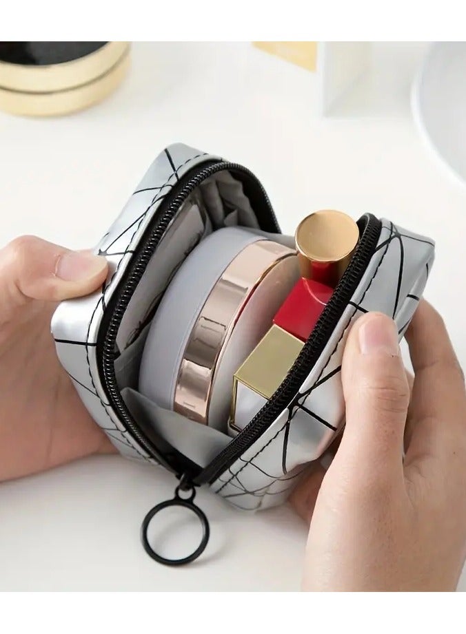 ORiTi حقيبة صغيرة من أحمر الشفاه من مادة البولي يوريثين بسحاب، حقيبة عملات معدنية للسفر، حقيبة تخزين فوط صحية، حقيبة أدوات الزينة للسفر، محفظة عملات معدنية، منظم مستحضرات التجميل - Image 1