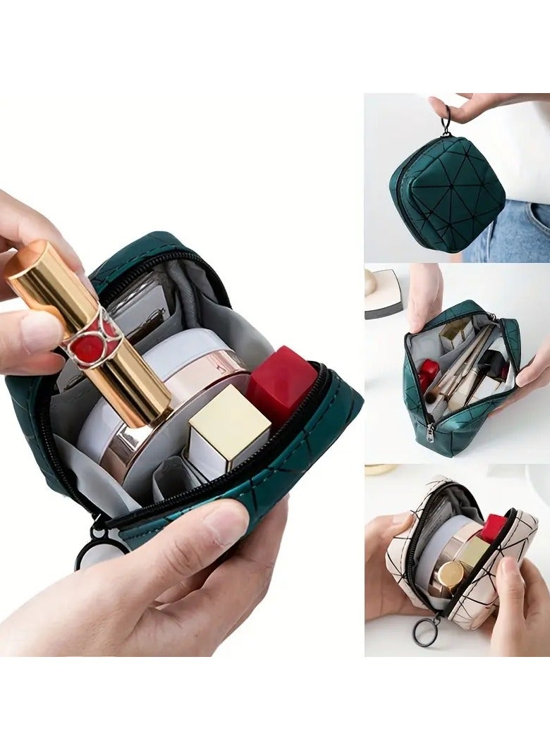 ORiTi حقيبة صغيرة من أحمر الشفاه من مادة البولي يوريثين بسحاب، حقيبة عملات معدنية للسفر، حقيبة تخزين فوط صحية، حقيبة أدوات الزينة للسفر، محفظة عملات معدنية، منظم مستحضرات التجميل - Image 2