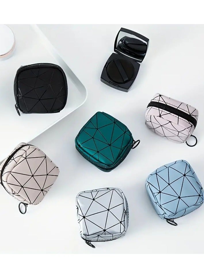 ORiTi حقيبة صغيرة من أحمر الشفاه من مادة البولي يوريثين بسحاب، حقيبة عملات معدنية للسفر، حقيبة تخزين فوط صحية، حقيبة أدوات الزينة للسفر، محفظة عملات معدنية، منظم مستحضرات التجميل - Image 4