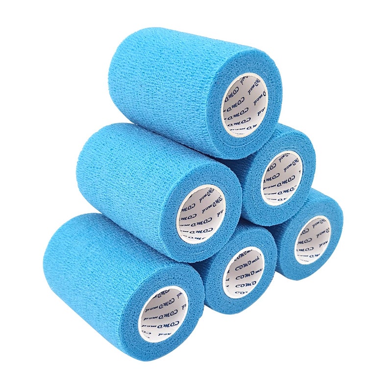 COMOmed Self Adherent Cohesive Bandage Latex 3 x5 Yards First Aid Bandages Stretch Sport Athletic Wrap Vet Tape for Wrist Ankle Sprain and SwellingLight Blue6 Rolls - Image 3
