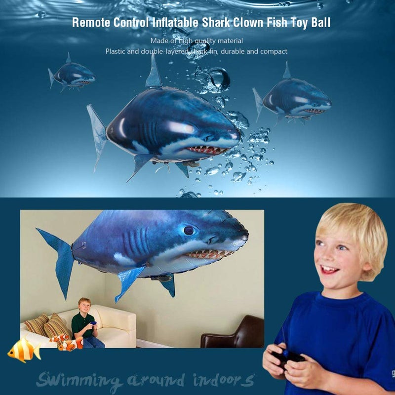 Smile Diary Remote Control Shark Toys Swimming Fish RC Animal Toy Infrared RC Fly Air Balloons Clown Fish Toy Gifts Party Decoration Balloon ANTI-GRAVITY INDOOR TOY HOVERS and FLOATS in MID-AIR (Blue) - Image 2