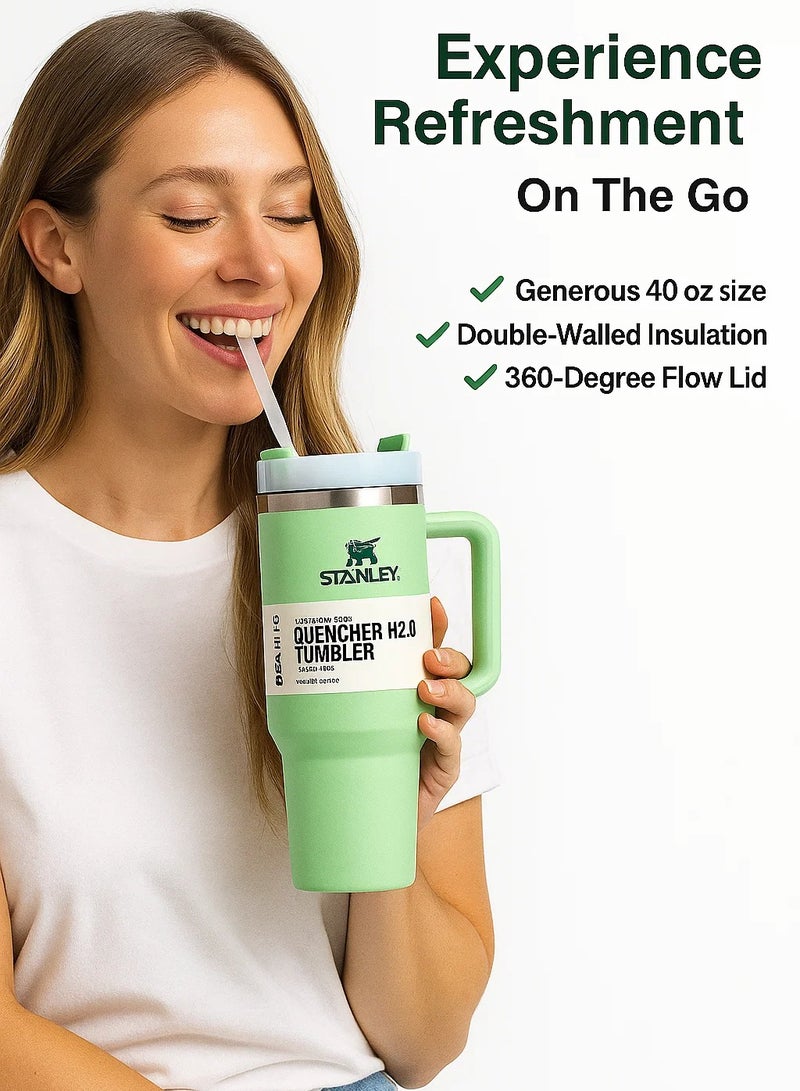 Stanley Stanley Original Flowstate Quencher H2.0 Vacuum Insulated Stainless Steel Mug with Lid and Straw for Water or Iced Tea Coffee Juice Smoothie Etc 1.18 Liter  - Image 2