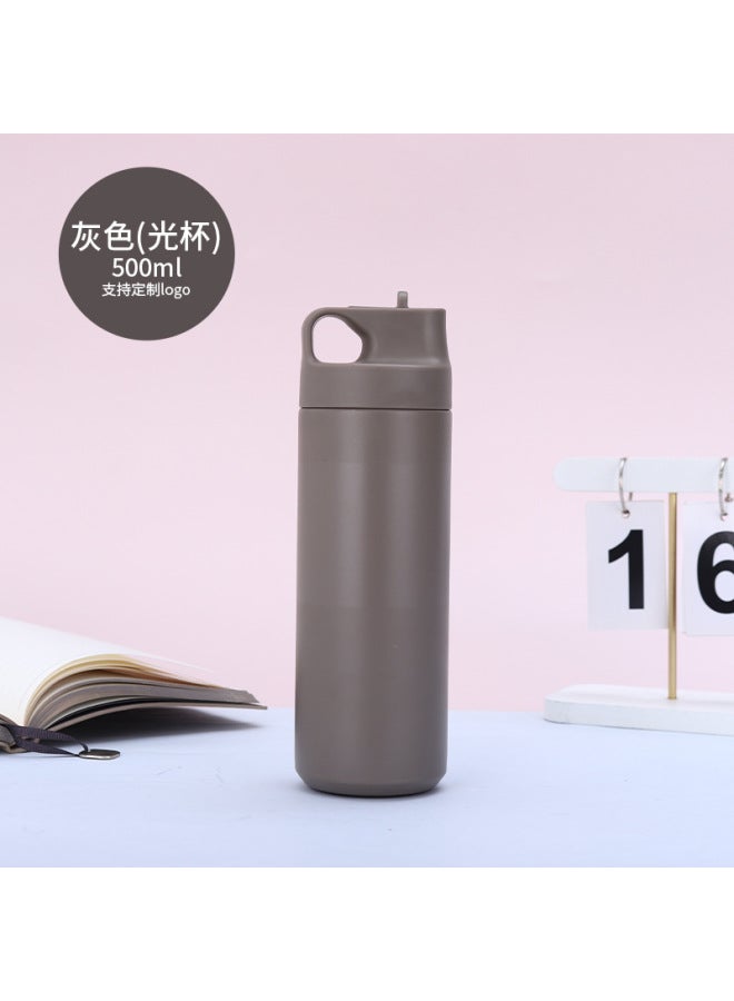 Gray light Cup Fashion 304 Stainless Steel Thermos Cup Portable Portable Suction Cup Large Capacity Vacuum Sports Cup
