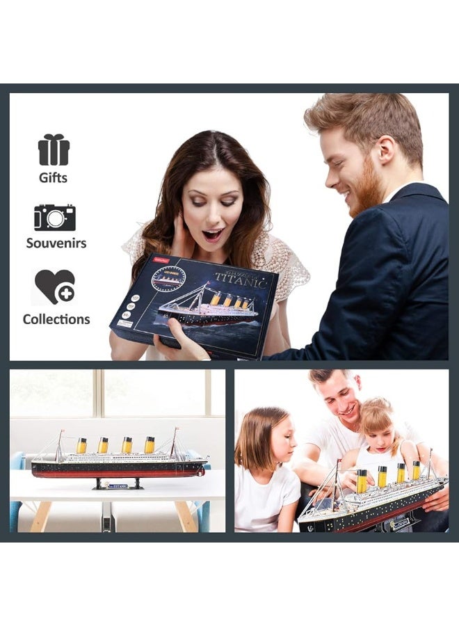 CubicFun 3D Puzzles for Adults - LED Titanic 35'' Large Ship - New Home Desk Decor - House Warming, Wedding, Anniversary, Valentines Day Teacher Gifts for Him Her - Image 2