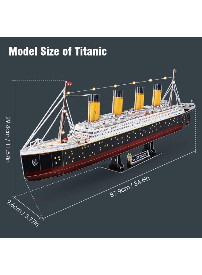 CubicFun 3D Puzzles for Adults - LED Titanic 35'' Large Ship - New Home Desk Decor - House Warming, Wedding, Anniversary, Valentines Day Teacher Gifts for Him Her - Image 4