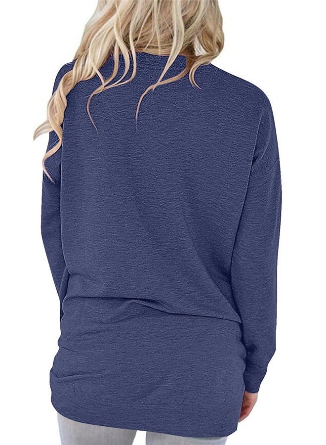 onlypuff Women's Pocket Shirt Graphic Tunic Tops Sweatshirts, C-navy, L - Image 5