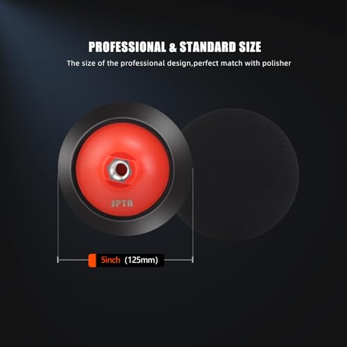 SPTA 2Pcs RO Rotary Flexible Backing Plate HoopandLoop Face PU Soft Backing Pad Used On Rotary Polisher Sander for Sanding Polishing Buffing Finishing 5811 Thread Orange 5Inch 125mm - Image 3