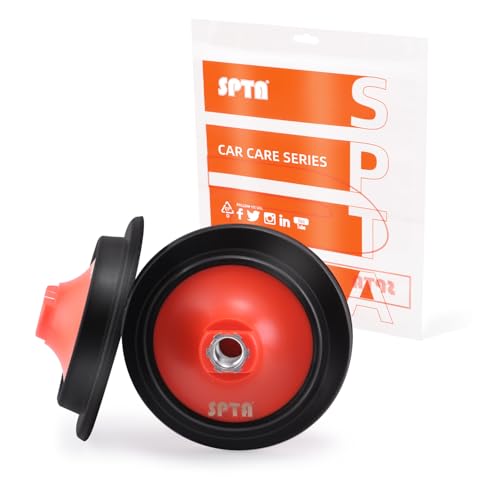 SPTA 2Pcs RO Rotary Flexible Backing Plate HoopandLoop Face PU Soft Backing Pad Used On Rotary Polisher Sander for Sanding Polishing Buffing Finishing 5811 Thread Orange 5Inch 125mm - Image 1