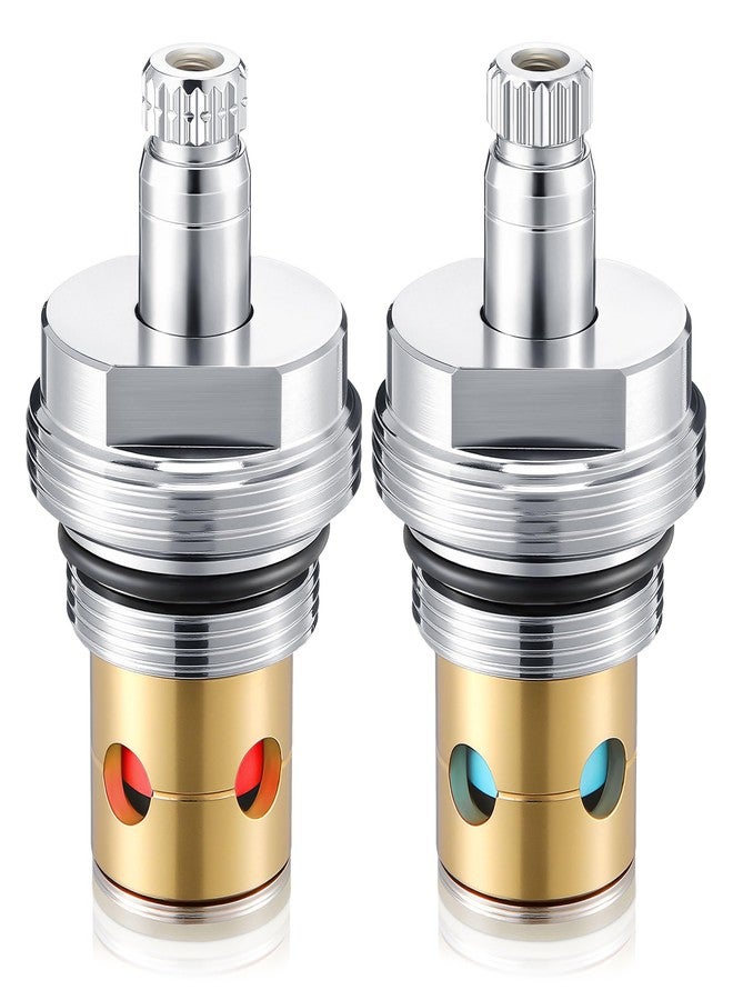 Enhon Hot and Cold Stem Compatible with 6N-7H and 6N-7C, Stem with Bonnet & Cap Compatible with Kohler Tub and Shower Faucets, for 2 Handle Faucets, Brass and Chrome, Set of 2 - Image 1