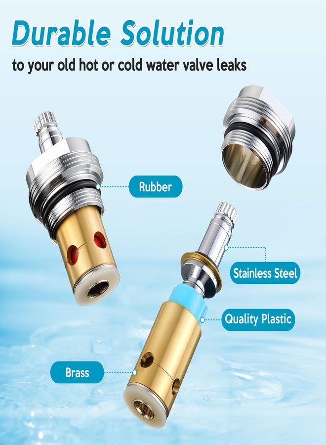 Enhon Hot and Cold Stem Compatible with 6N-7H and 6N-7C, Stem with Bonnet & Cap Compatible with Kohler Tub and Shower Faucets, for 2 Handle Faucets, Brass and Chrome, Set of 2 - Image 5