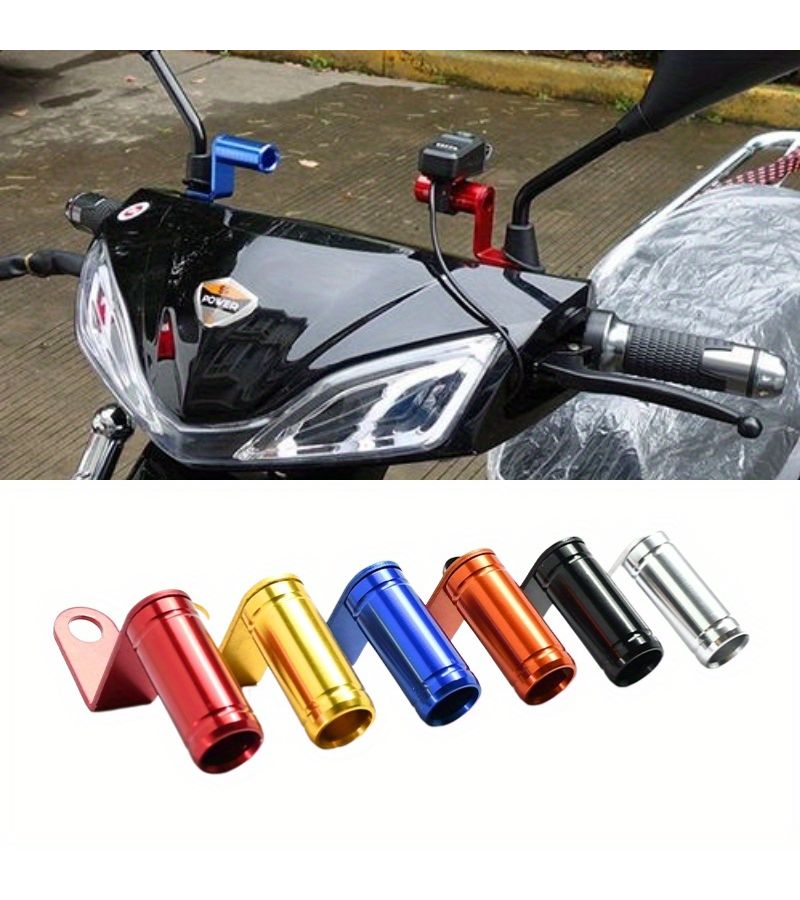 Silvery Aluminum Alloy Rearview Mirror Extension Bracket for Electric Vehicles Motorcycles Scooters - Image 1