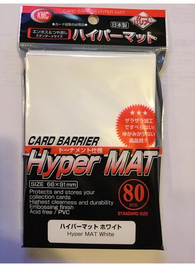 KMC - KMC Full Size Hyper Matte Sleeves 80Pack White Standard Size Fits MtG Weiss Pokemon - Image 1