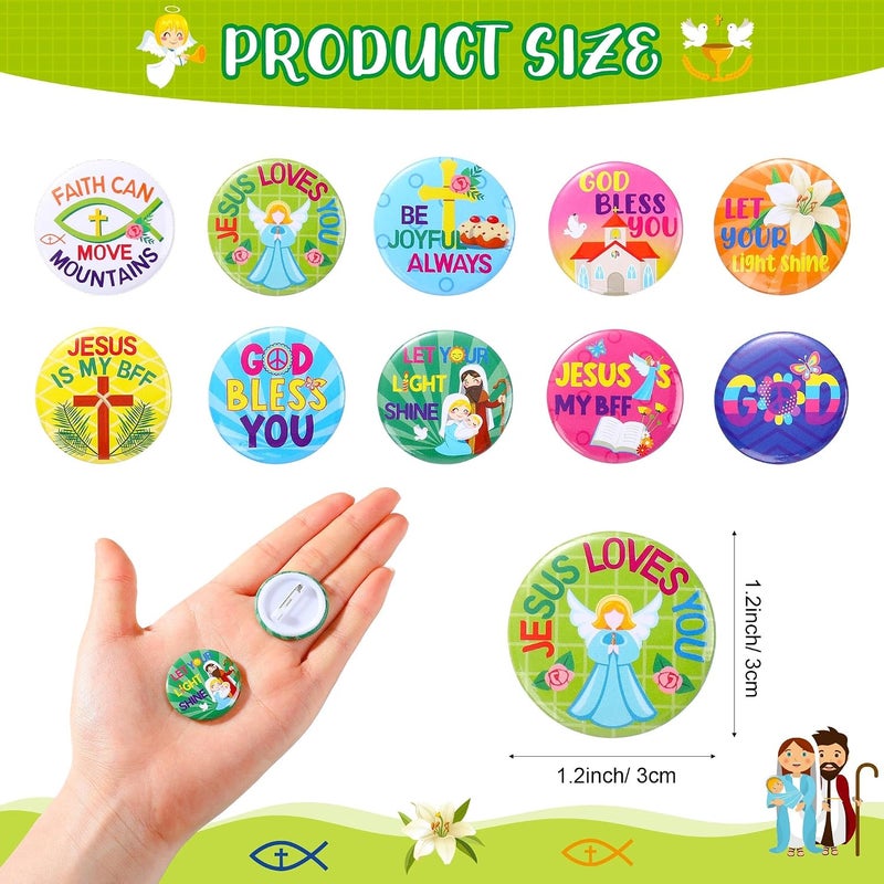 Frienda 60 Pcs Religious Gifts Christian Slap Bracelets with Badges for Kids - Image 3