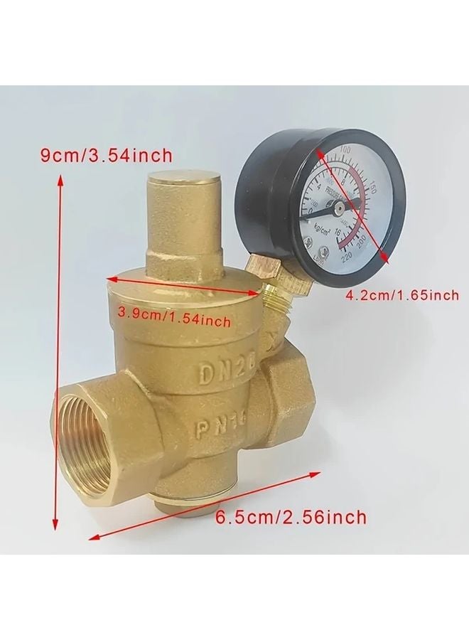 Brass Adjustable Water Pressure Regulator With Gauge For Home Hot Cold Systems - Image 3